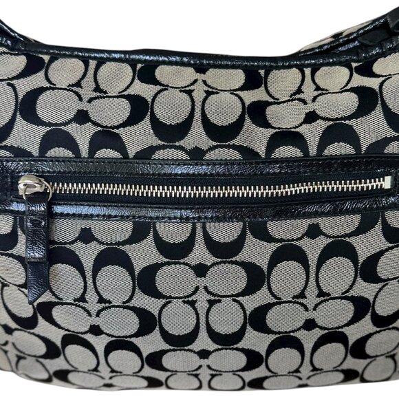 COACH Signature Monogram Handbag Grey Black Canvas Purse F29941 - Picture 3 of 9